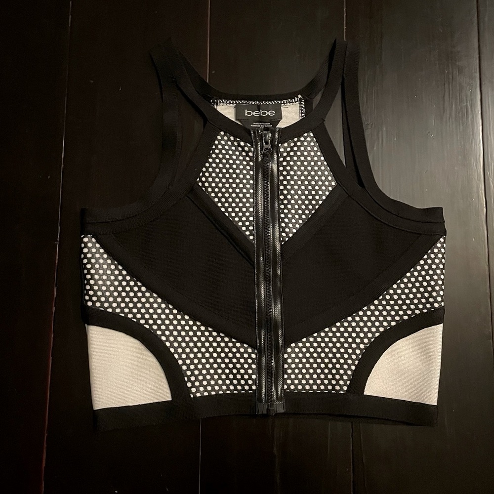 Bebe Colorblock Zip Crop